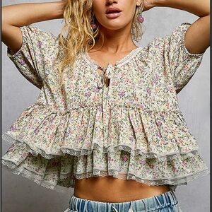 POL Floral Ruffle Blouse